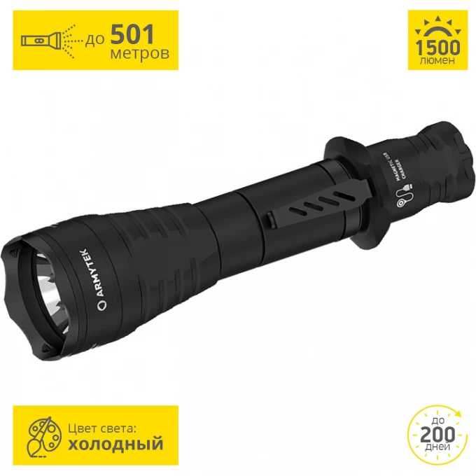 Тактический фонарь ARMYTEK PREDATOR PRO MAGNET USB F07301C Тактический фонарь ARMYTEK PREDATOR PRO MAGNET USB F07301C